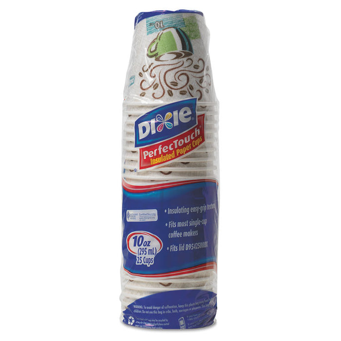 PerfecTouch Paper Hot Cups, 10 oz, Coffee Haze Design, 25/Pack