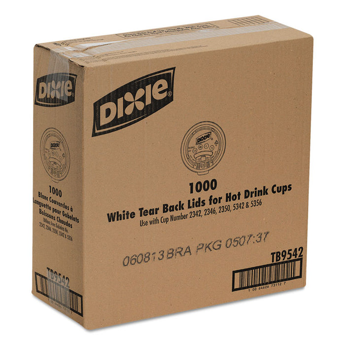Plastic Lids for Hot Drink Cups, 12 & 16oz, White, 1000/Carton