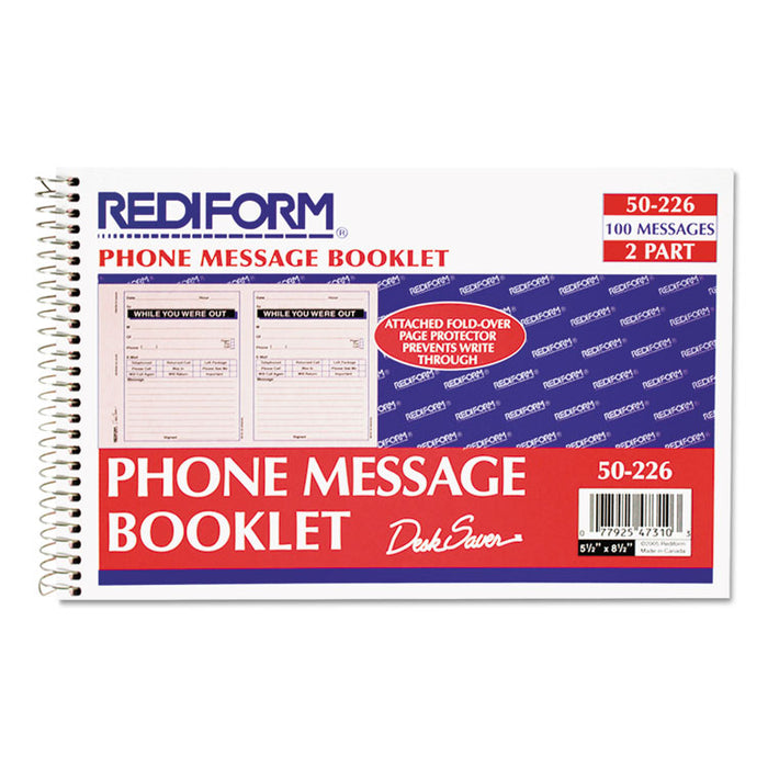 Desk Saver Line Wirebound Message Book, 5 1/2 x 4, Two-Part, 100 Sets/Book