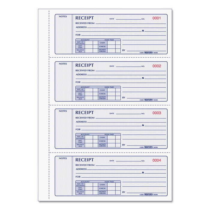 Receipt Book, 7 x 2 3/4, Triplicate with Carbons, 200 Sets/Book