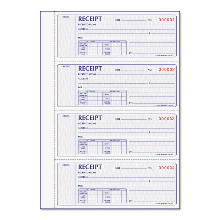 Receipt Book, 7 x 2 3/4, Carbonless Duplicate, 400 Sets/Book