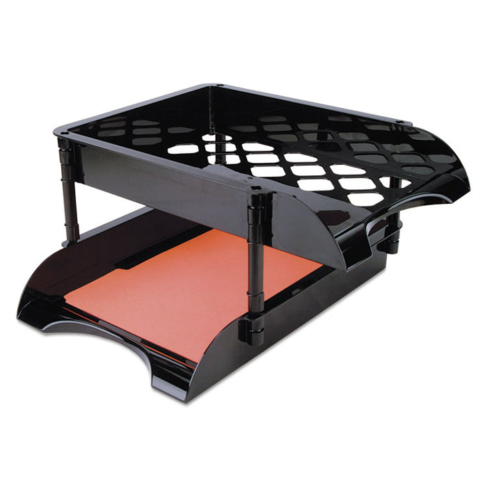 High-Capacity Tray Set, 2 Sections, Legal Size Files, 11.5" x 15.5" x 5.75", Black, 2/Pack