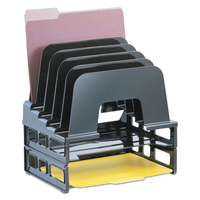 Incline Sorter, 5 Sections, Letter Size Files, 9.13" x 13.5" x 14", Black