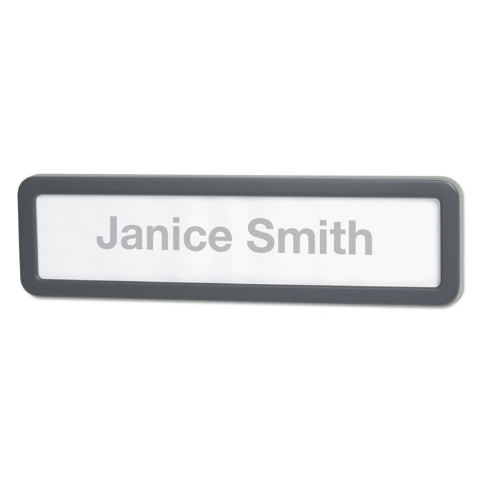 Recycled Cubicle Nameplate with Rounded Corners, 9 x 2.5, Charcoal