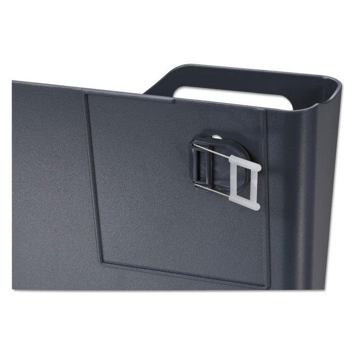 Recycled Plastic Cubicle Single File Pocket, Cubicle Pins Mount, 13.5 x 3 x 7, Charcoal