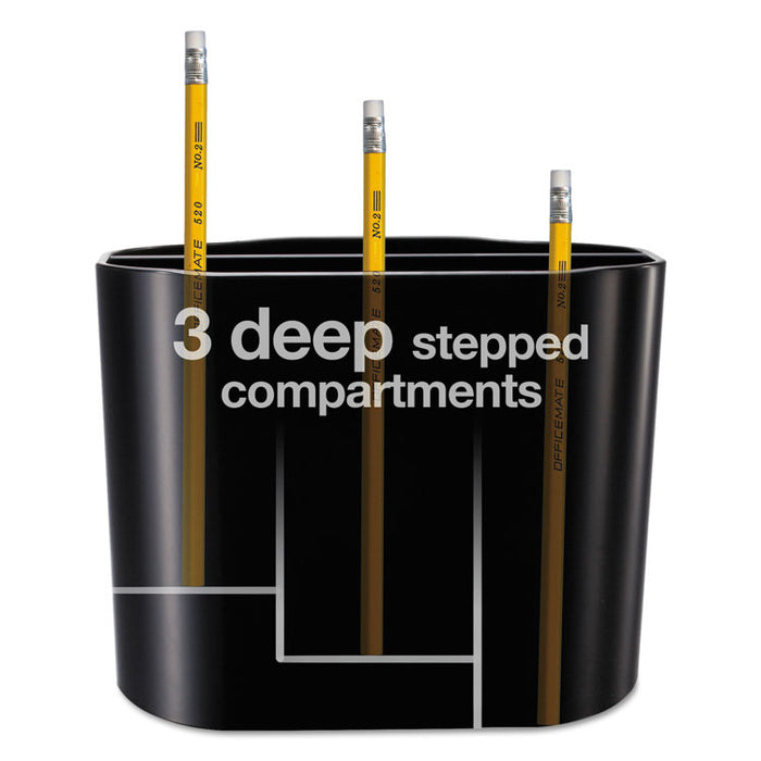 Double Supply Organizer, 11-Compartment, 6 1/2w x 4 3/4d x 5 3/4h, Black