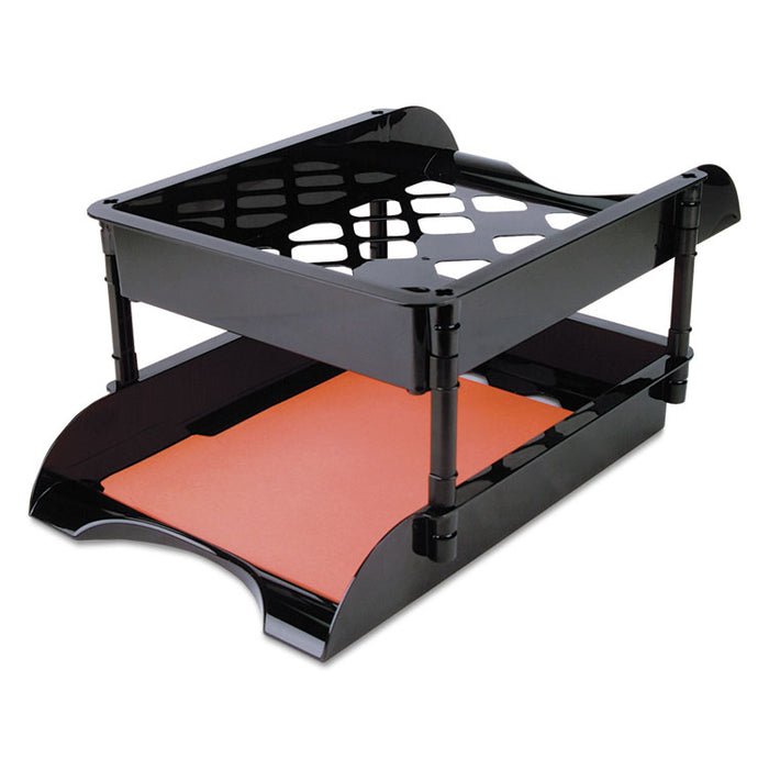 High-Capacity Tray Set, 2 Sections, Legal Size Files, 11.5" x 15.5" x 5.75", Black, 2/Pack