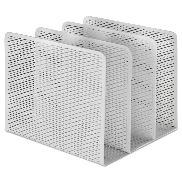 Urban Collection Punched Metal File Sorter, 3 Sections, Letter Size Files, 8" x 8" x 7.25", White