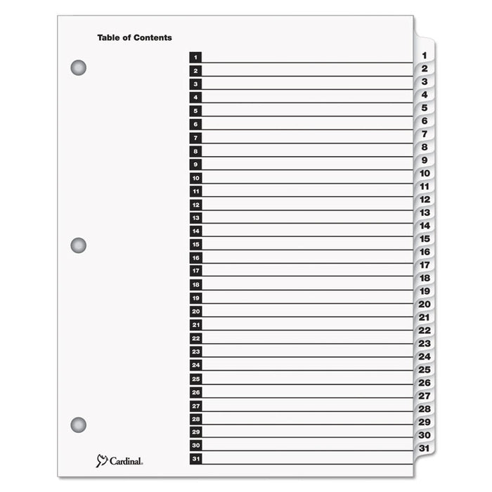 OneStep Printable Table of Contents and Dividers, 31-Tab, 1 to 31, 11 x 8.5, White, 1 Set