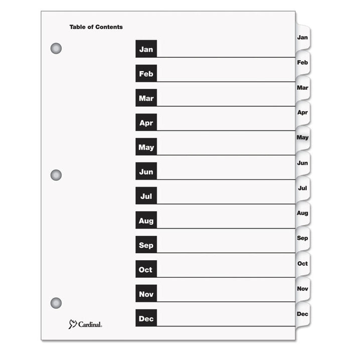 OneStep Printable Table of Contents and Dividers, 12-Tab, Jan. to Dec., 11 x 8.5, White, 1 Set
