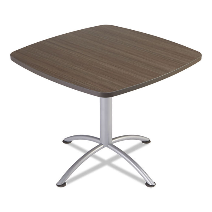 iLand Table, Contour, Square Seated Style, 36" x 36" x 29", Natural Teak/Silver