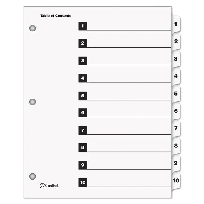 QuickStep OneStep Printable Table of Contents and Dividers, 10-Tab, 1 to 10, 11 x 8.5, White, 24 Sets