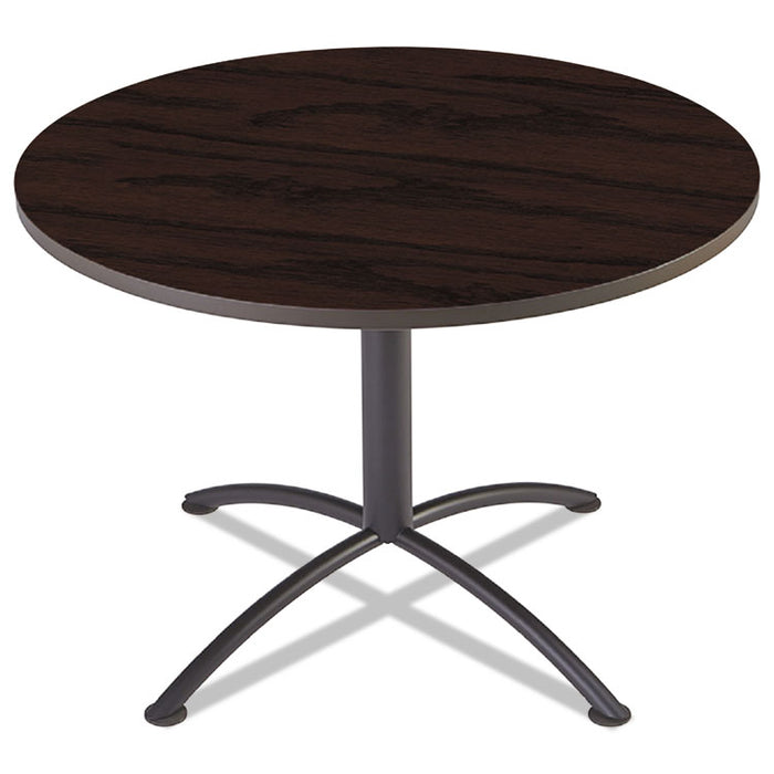 iLand Table, Cafe-Height, Round Top, Contoured Edges, 42" dia x 29"h, Mahogany/Black