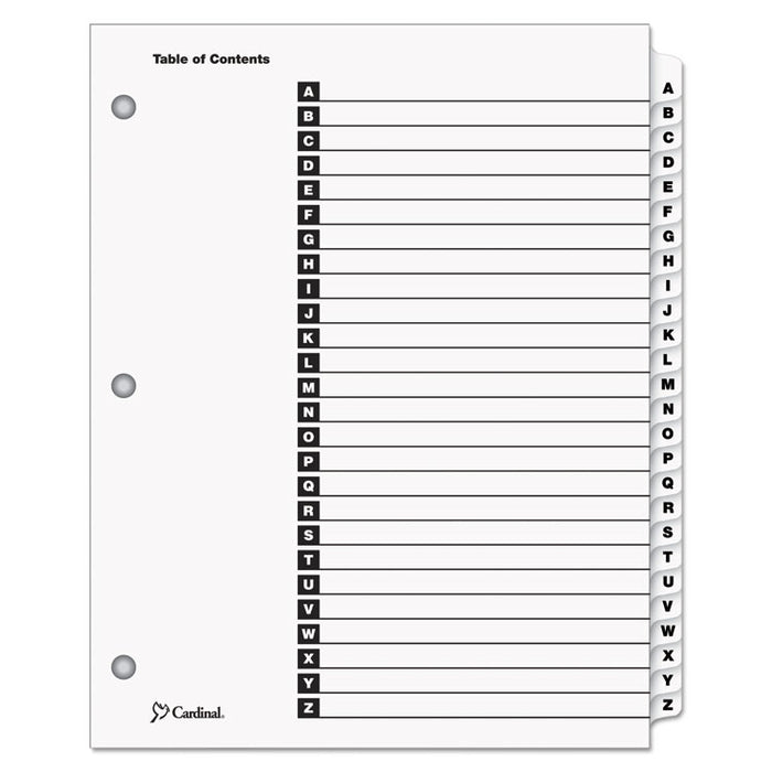 OneStep Printable Table of Contents and Dividers, 26-Tab, A to Z, 11 x 8.5, White, 1 Set