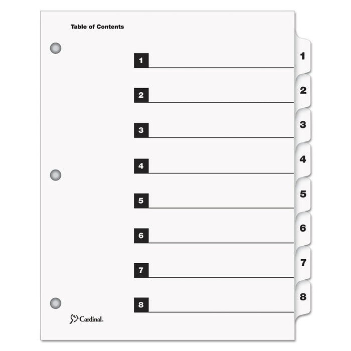 QuickStep OneStep Printable Table of Contents and Dividers, 8-Tab, 1 to 8, 11 x 8.5, White, 24 Sets