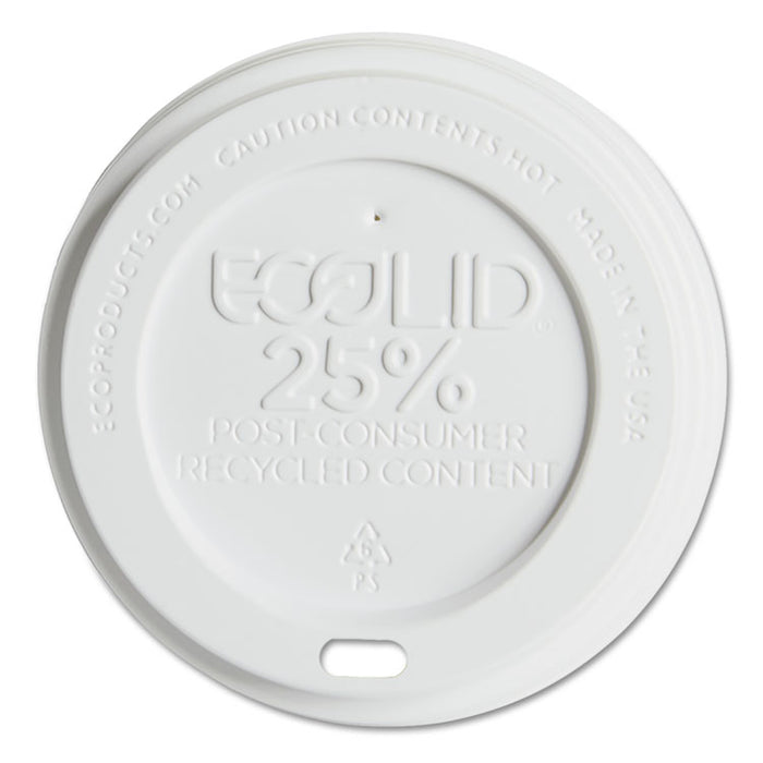 EcoLid 25% Recyycled Content Hot Cup Lid, White, Fits 10 oz to 20 oz Cups, 100/Pack, 10 Packs/Carton