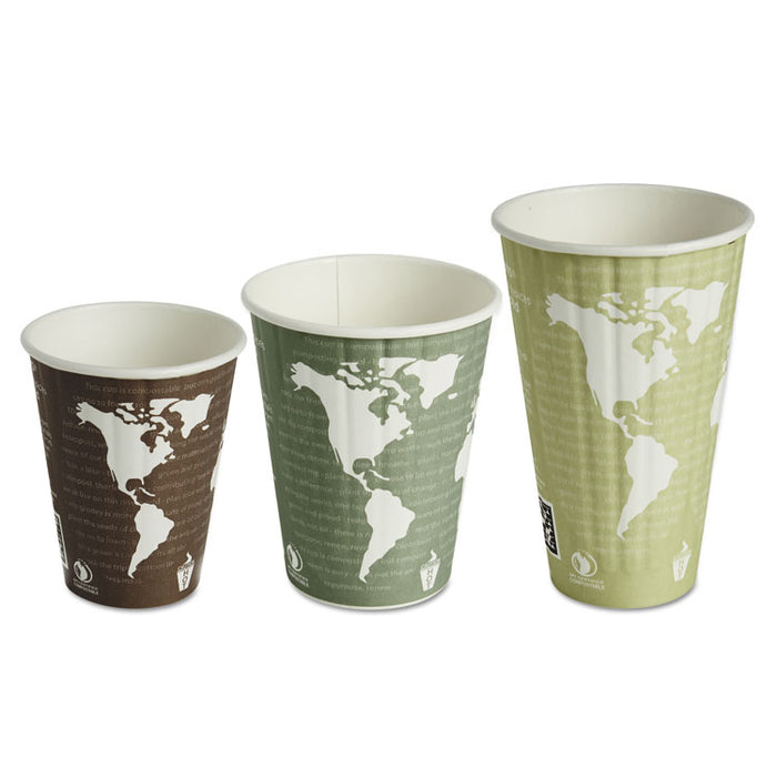 World Art Renewable and Compostable Insulated Hot Cups, PLA, 8 oz, 40/Pack, 20 Packs/Carton