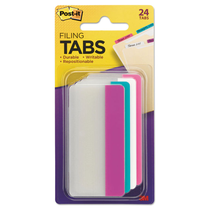 2" and 3" Tabs, 1/3-Cut Tabs, Assorted Pastels, 3" Wide, 24/Pack