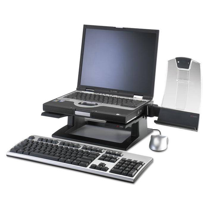 Adjustable Notebook Riser, 13" x 13" x 4" to 6", Black, Supports 20 lbs