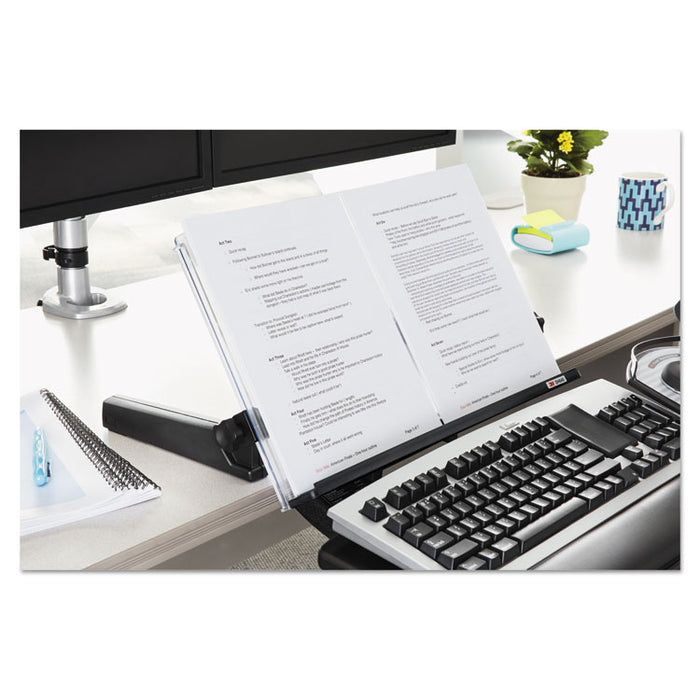 In-Line Freestanding Copyholder, 300 Sheet Capacity, Plastic, Black/Clear