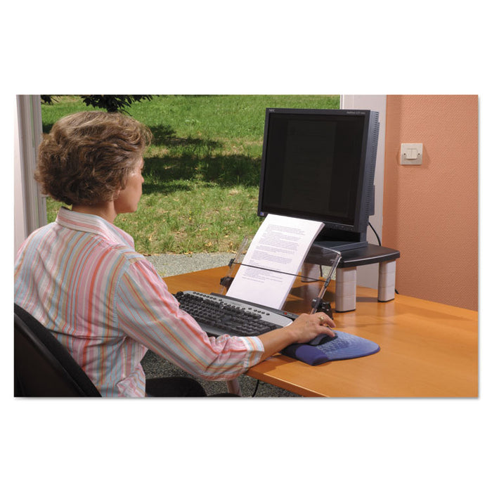 In-Line Adjustable Desktop Copyholder,150 Sheet Capacity, Plastic, Black/Clear