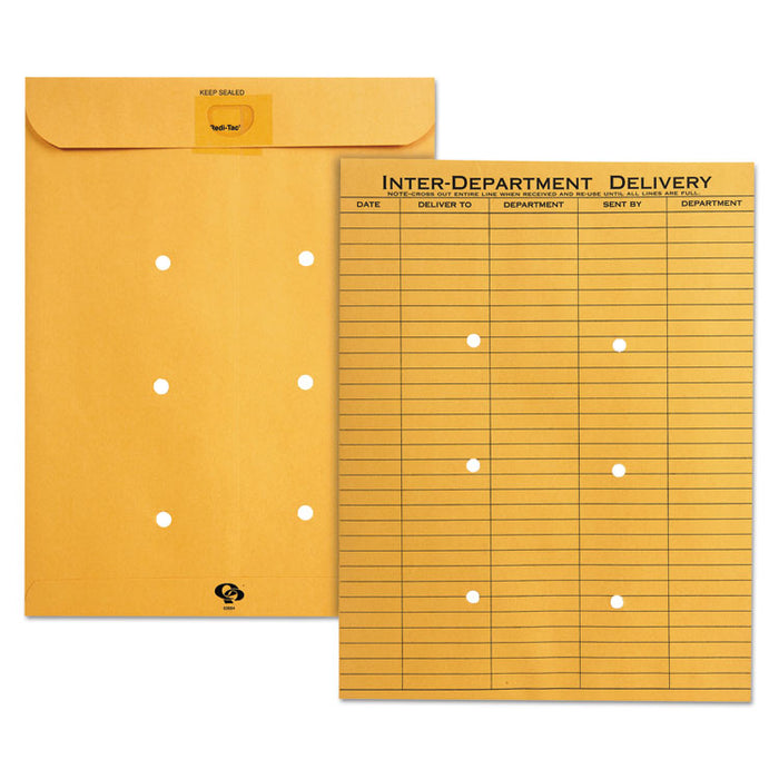 Brown Kraft Resealable Redi-Tac Interoffice Envelope, #97, One-Sided Five-Column Format, 10 x 13, Brown Kraft, 100/Box
