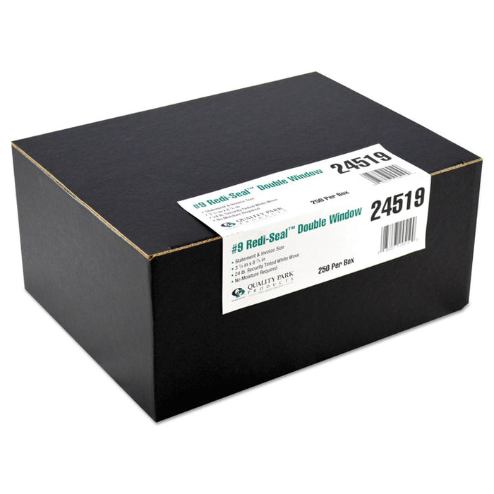 Double Window Redi-Seal Security-Tinted Envelope, #9, Commercial Flap, Redi-Seal Adhesive Closure, 3.88 x 8.88, White, 250/CT