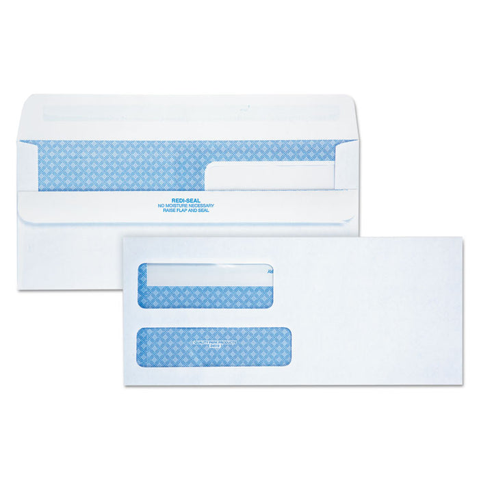 Double Window Redi-Seal Security-Tinted Envelope, #9, Commercial Flap, Redi-Seal Adhesive Closure, 3.88 x 8.88, White, 250/CT