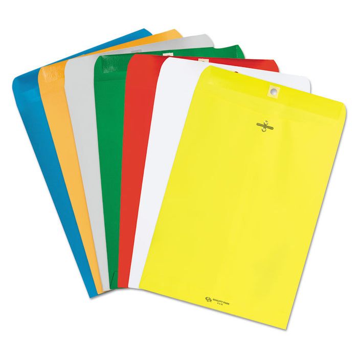 Clasp Envelope, 28 lb Bond Weight Paper, #90, Square Flap, Clasp/Gummed Closure, 9 x 12, Yellow, 10/Pack
