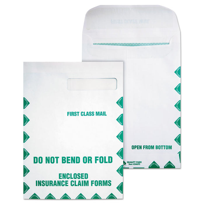 Redi-Seal Insurance Claim Form Envelope, Cheese Blade Flap, Redi-Seal Adhesive Closure, 9 x 12.5, White, 100/Box