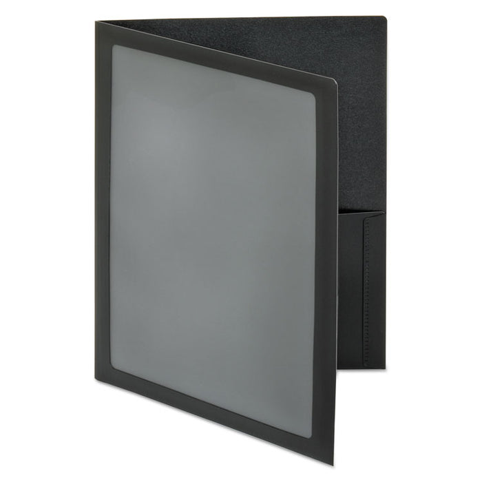 ViewFolio Polypropylene Portfolio, 50-Sheet Capacity, Black/Clear