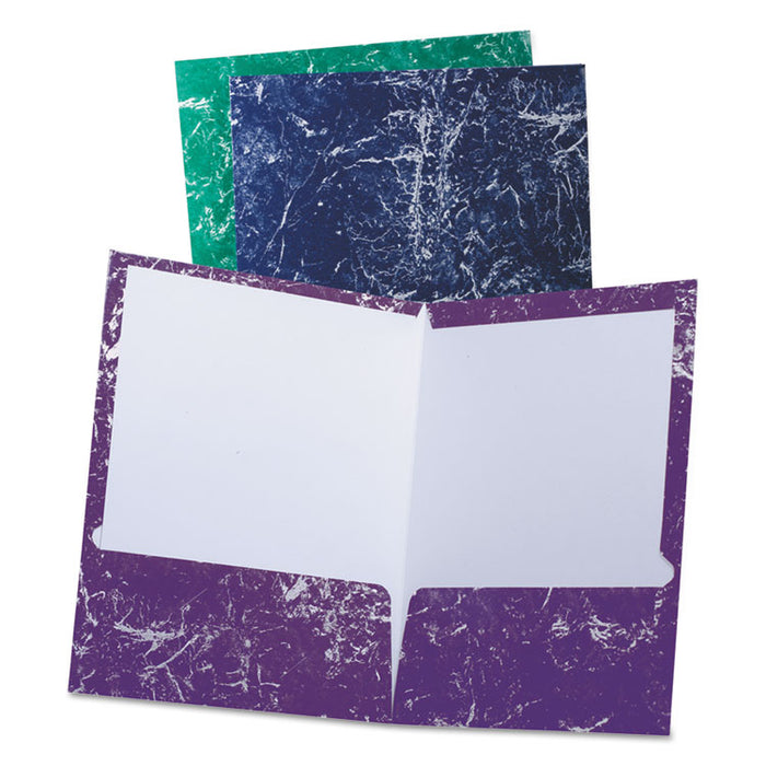 Marble High Gloss Portfolio, 11 x 8.5, Marble, Charcoal/Green/Navy/Purple, 25/Box