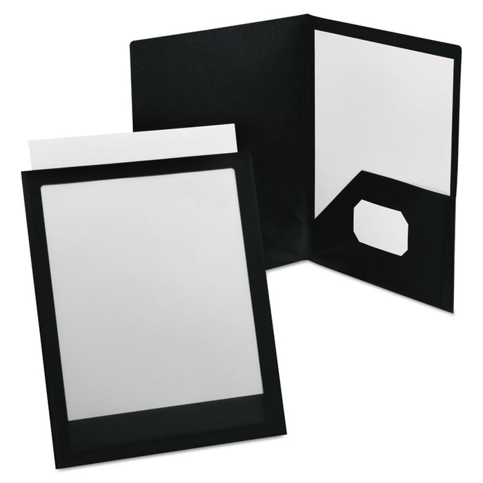 ViewFolio Polypropylene Portfolio, 50-Sheet Capacity, Black/Clear