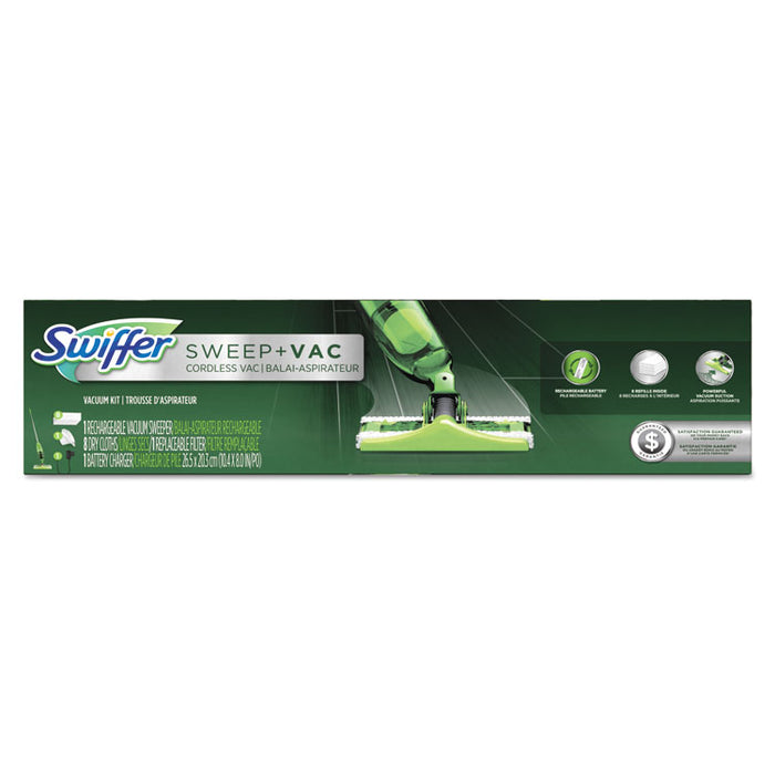 Sweep + Vac Starter Kit with 8 Dry Cloths, 10" Cleaning Path, Green/Silver