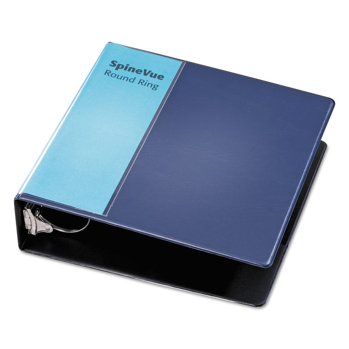 Spine Vue Locking Round Ring Binder, 3 Rings, 3" Capacity, 11 x 8.5, Navy