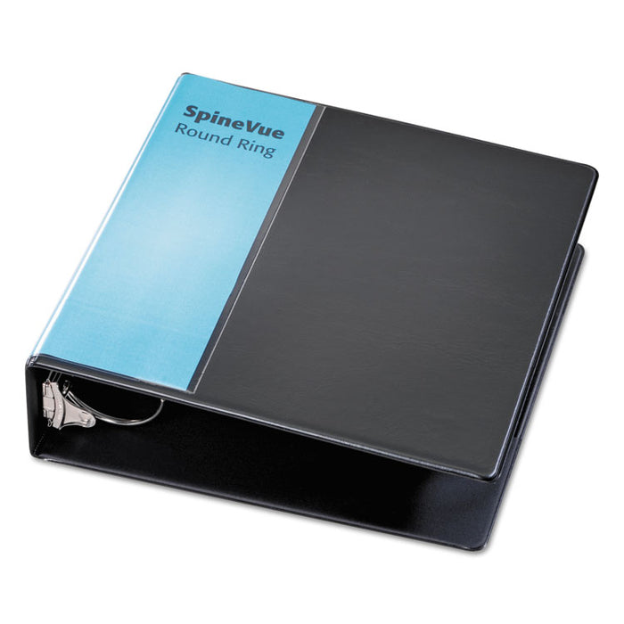 Spine Vue Locking Round Ring Binder, 3 Rings, 3" Capacity, 11 x 8.5, Black