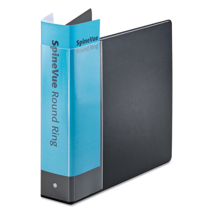 Spine Vue Locking Round Ring Binder, 3 Rings, 2" Capacity, 11 x 8.5, Black
