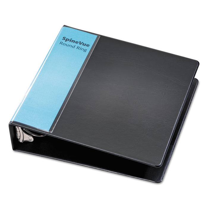Spine Vue Locking Round Ring Binder, 3 Rings, 2" Capacity, 11 x 8.5, Black