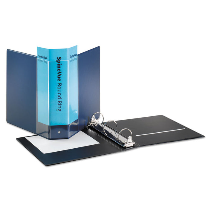 Spine Vue Locking Round Ring Binder, 3 Rings, 2" Capacity, 11 x 8.5, Navy