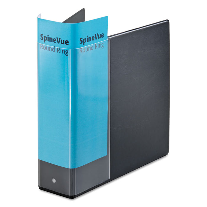 Spine Vue Locking Round Ring Binder, 3 Rings, 3" Capacity, 11 x 8.5, Black