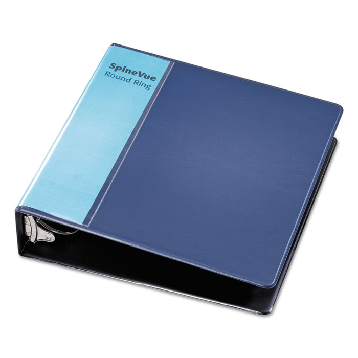 Spine Vue Locking Round Ring Binder, 3 Rings, 2" Capacity, 11 x 8.5, Navy