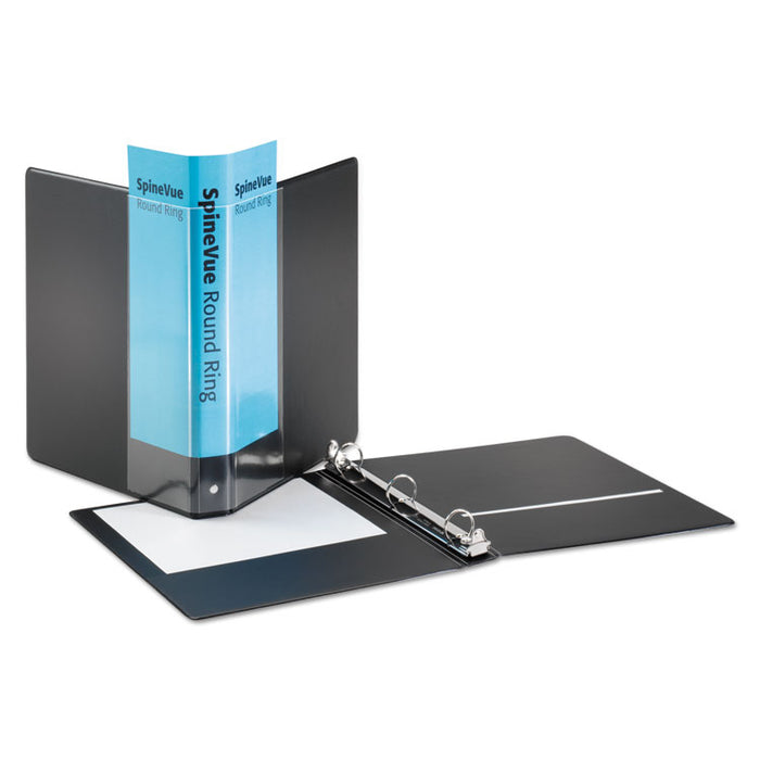Spine Vue Locking Round Ring Binder, 3 Rings, 1" Capacity, 11 x 8.5, Black