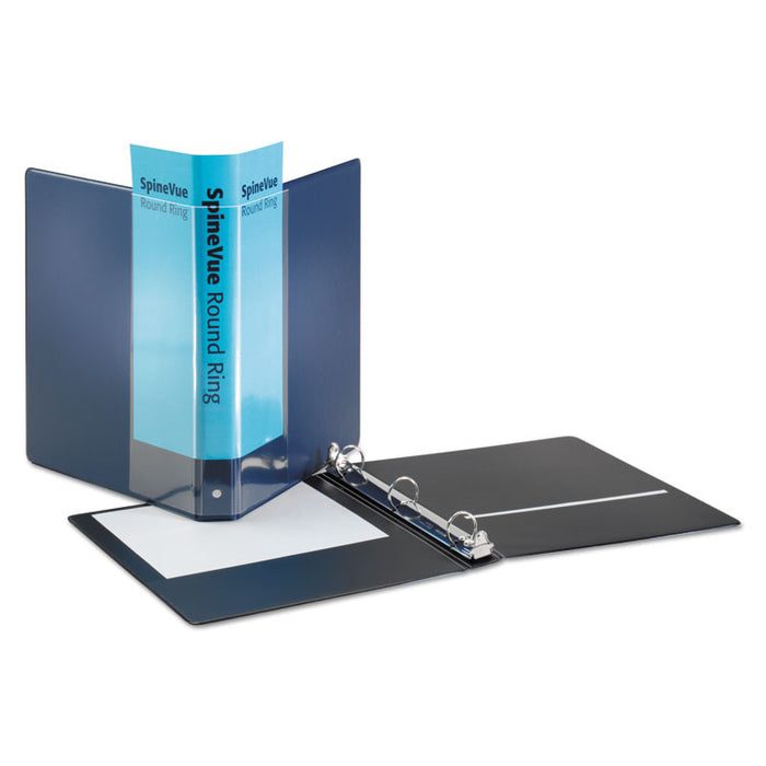 Spine Vue Locking Round Ring Binder, 3 Rings, 1" Capacity, 11 x 8.5, Navy