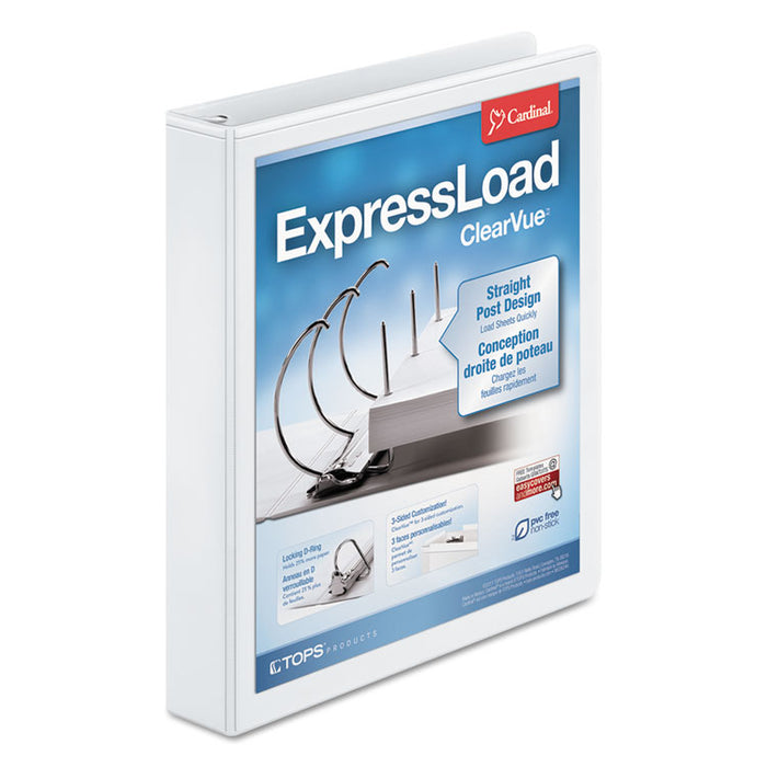 ExpressLoad ClearVue Locking D-Ring Binder, 3 Rings, 1.5" Capacity, 11 x 8.5, White