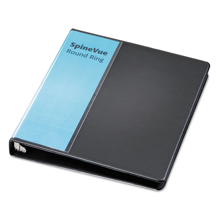 Spine Vue Locking Round Ring Binder, 3 Rings, 1" Capacity, 11 x 8.5, Black