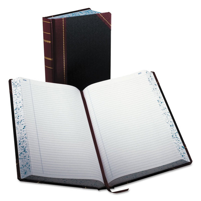 Account Record Book, Record-Style Rule, Black/Red/Gold Cover, 13.75 x 8.38 Sheets, 500 Sheets/Book