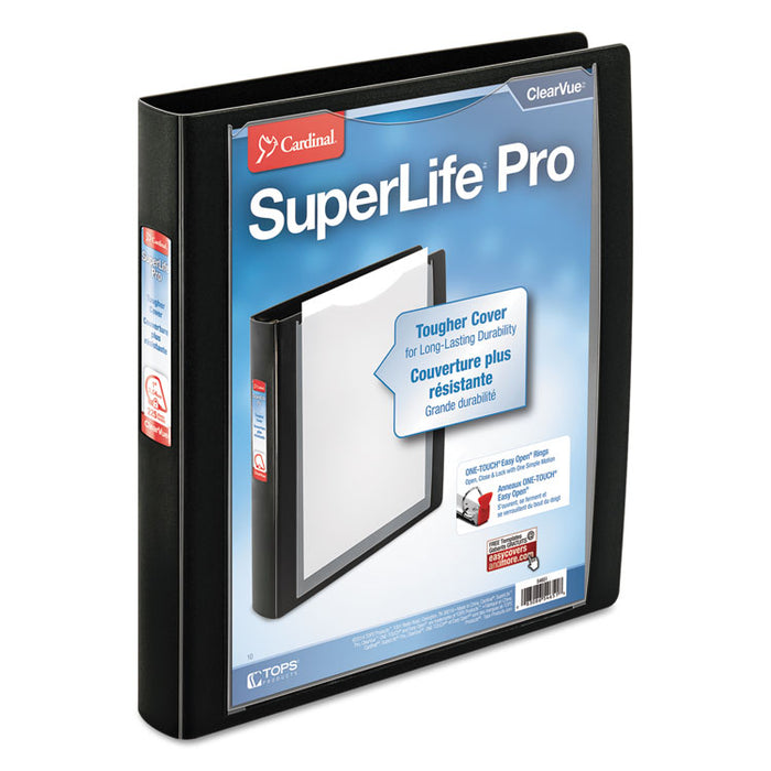 SuperLife Pro Easy Open ClearVue Locking Slant-D Ring Binder, 3 Rings, 1" Capacity, 11 x 8.5, Black