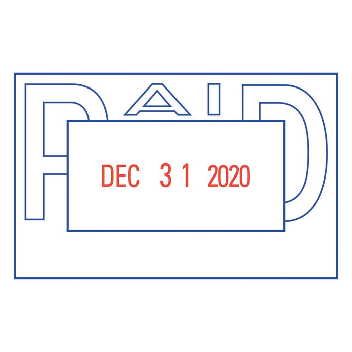 VersaDater Message Dater, 2 1/8 x 1 5/16, PAID, Blue/Red