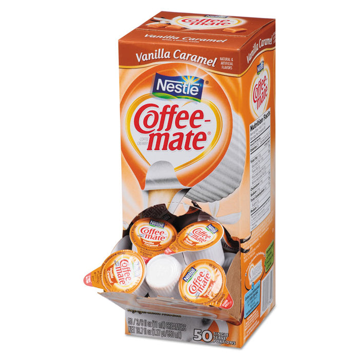 Liquid Coffee Creamer, Vanilla Caramel, 0.38 oz Mini Cups, 50/Box, 4 Boxes/Carton, 200 Total/Carton