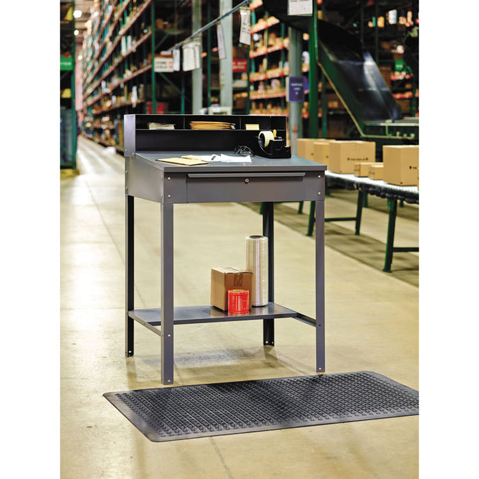Open Steel Shop Desk, 34.5" x 29" x 53.75", Medium Gray